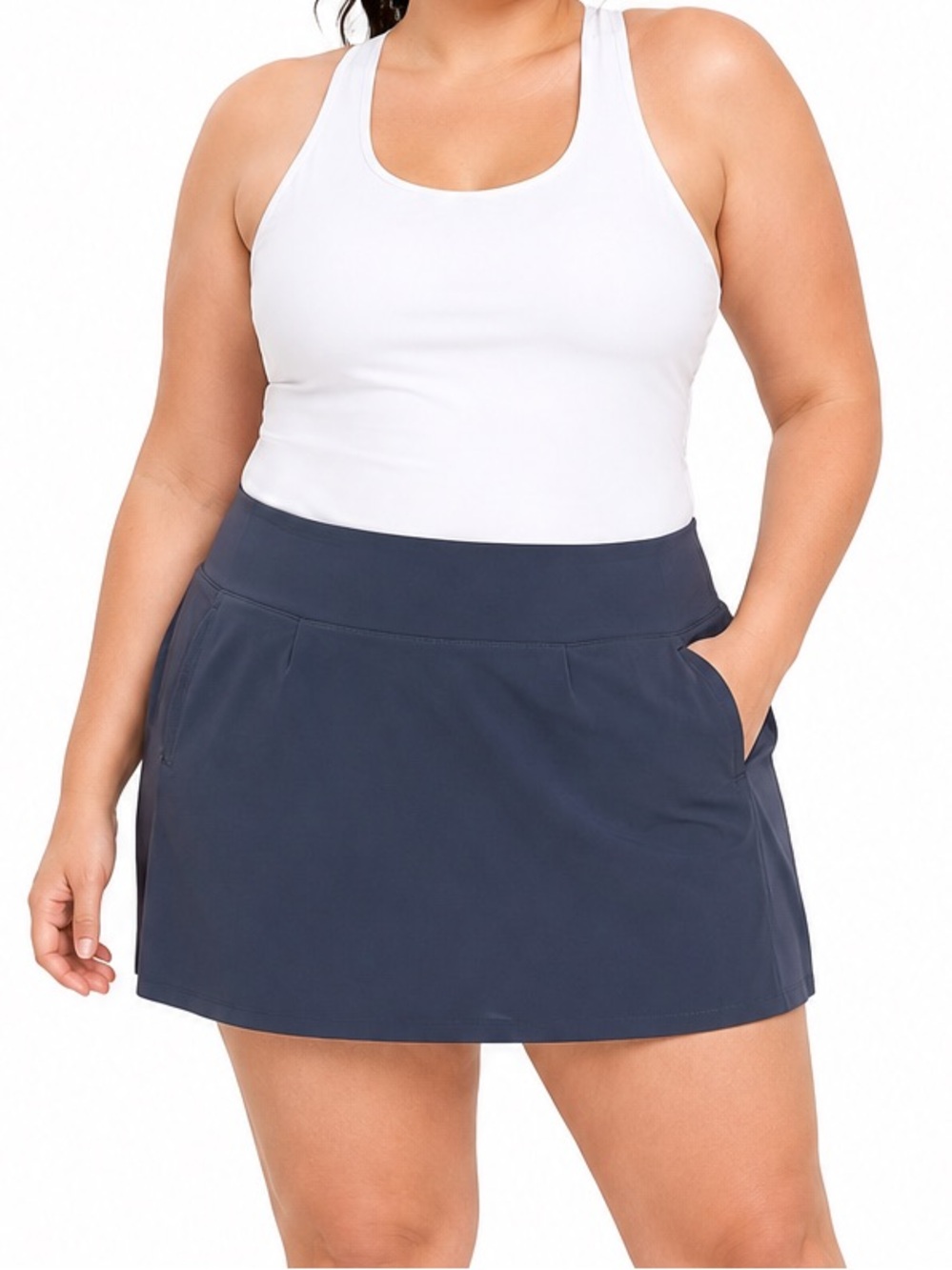 Athleta Brooklyn Skort  Plus 22 Blue Skirt Athletic Stretch Zip Pockets NEW